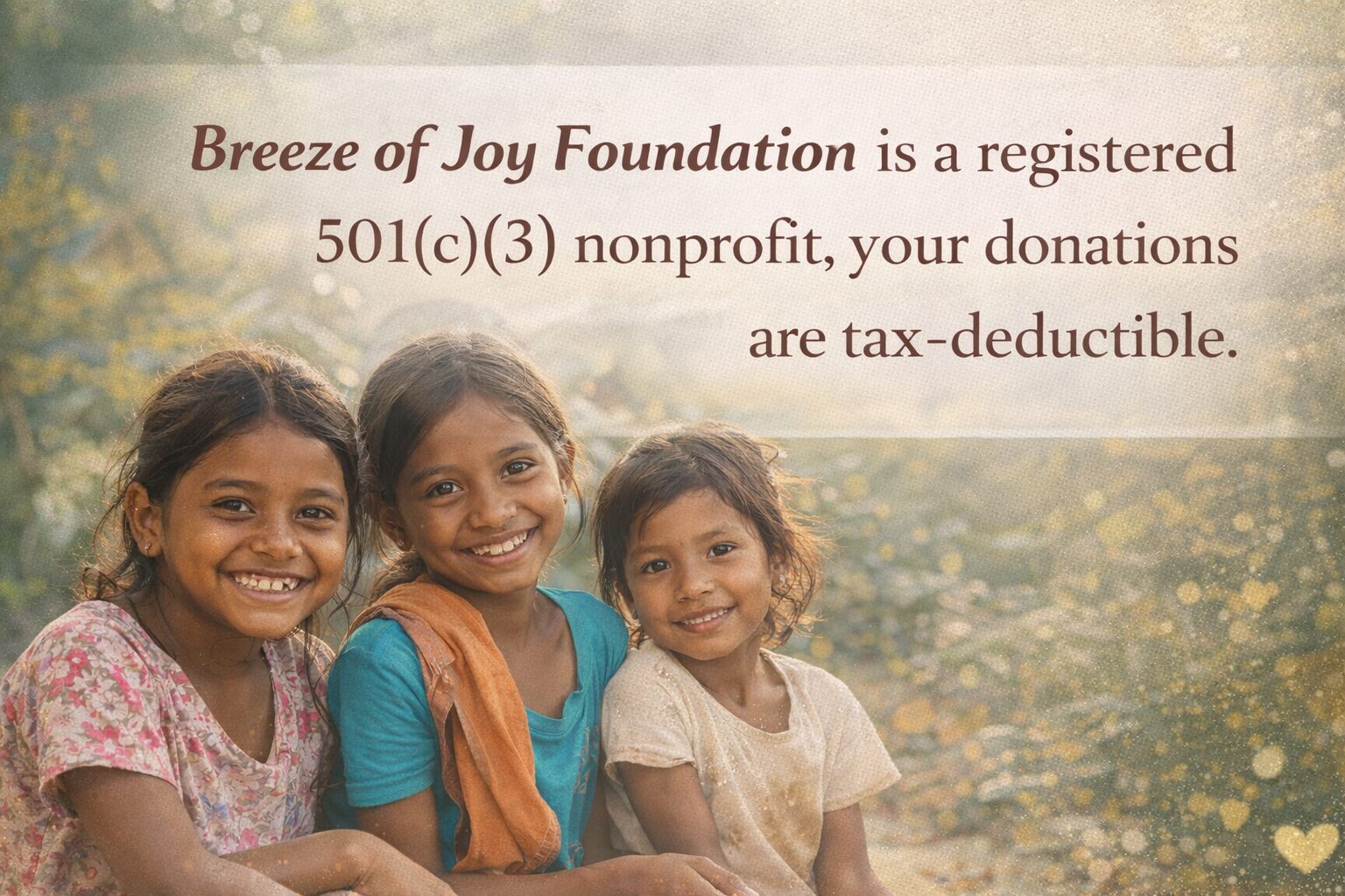 Breeze of Joy Foundation 501c3 Certified